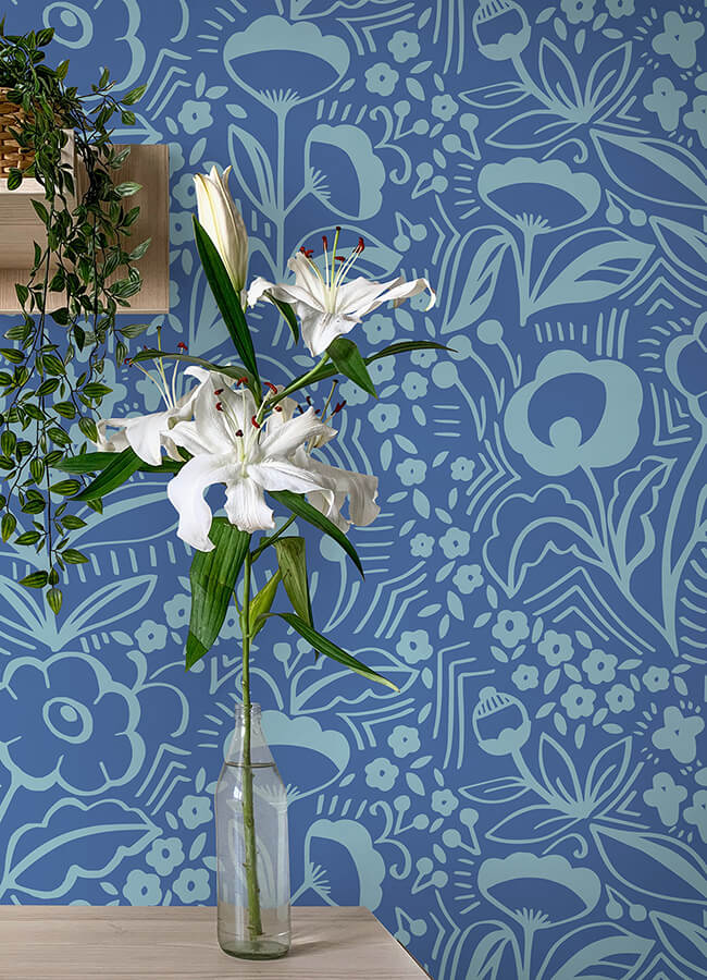 jeani-blue-peel-and-stick-wallpaper-york-wallcoverings-mcs6402 - York Wallcoverings Wallpaper