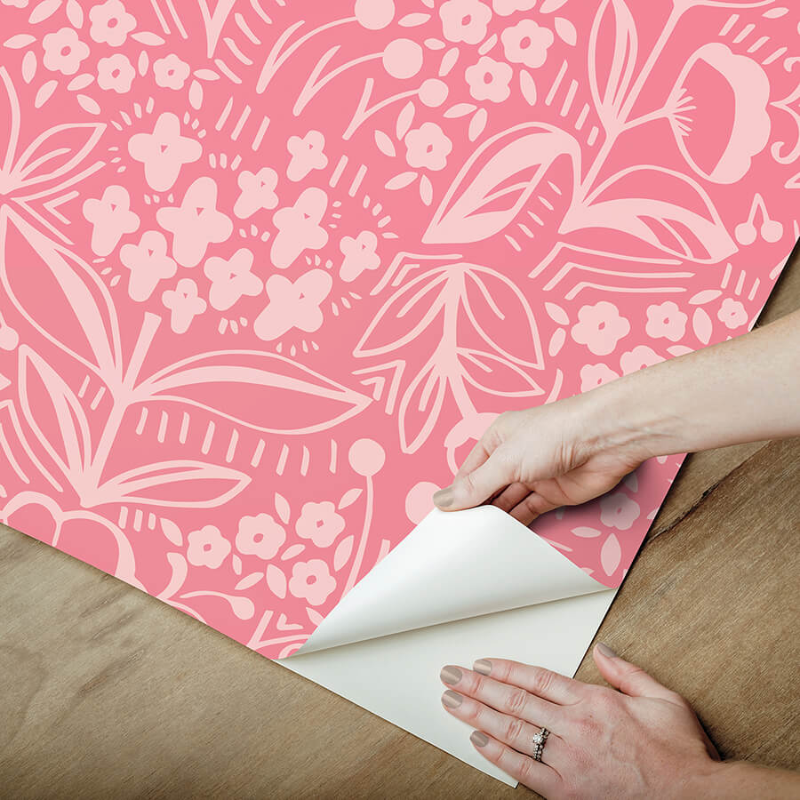 jeani-pink-peel-and-stick-wallpaper-york-wallcoverings-mcs6404 - York Wallcoverings Wallpaper