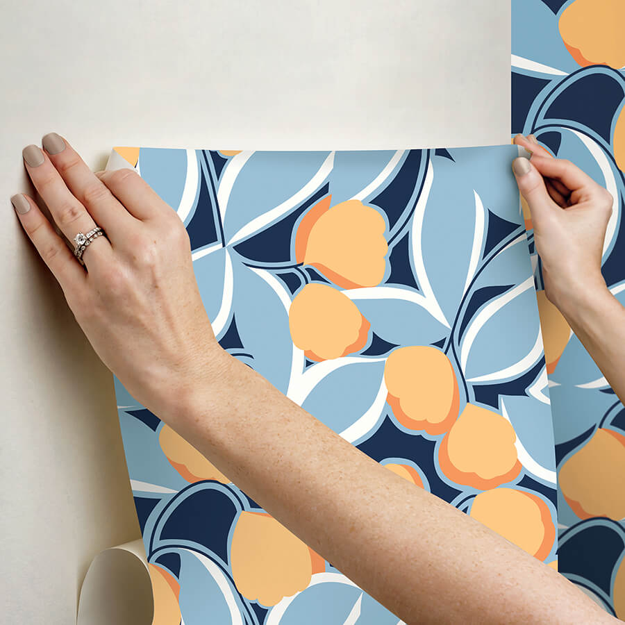 talia-light-blue-peel-and-stick-wallpaper-york-wallcoverings-mcs6406 - York Wallcoverings Wallpaper