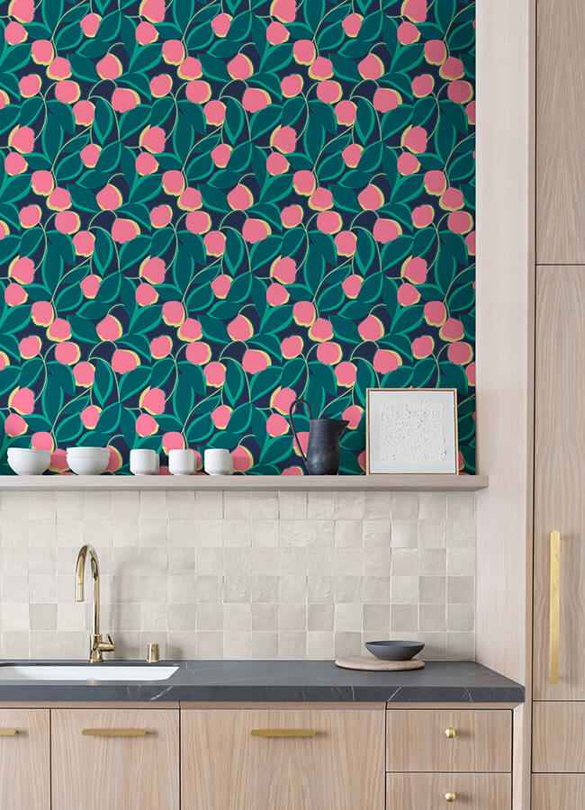 Talia Navy Peel & Stick Wallpaper - York Wallcoverings - MCS6407 - York Wallcoverings Wallpaper