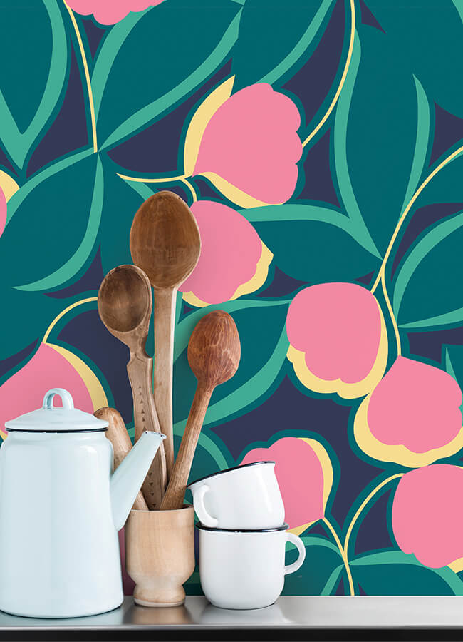 talia-navy-peel-and-stick-wallpaper-york-wallcoverings-mcs6407 - York Wallcoverings Wallpaper