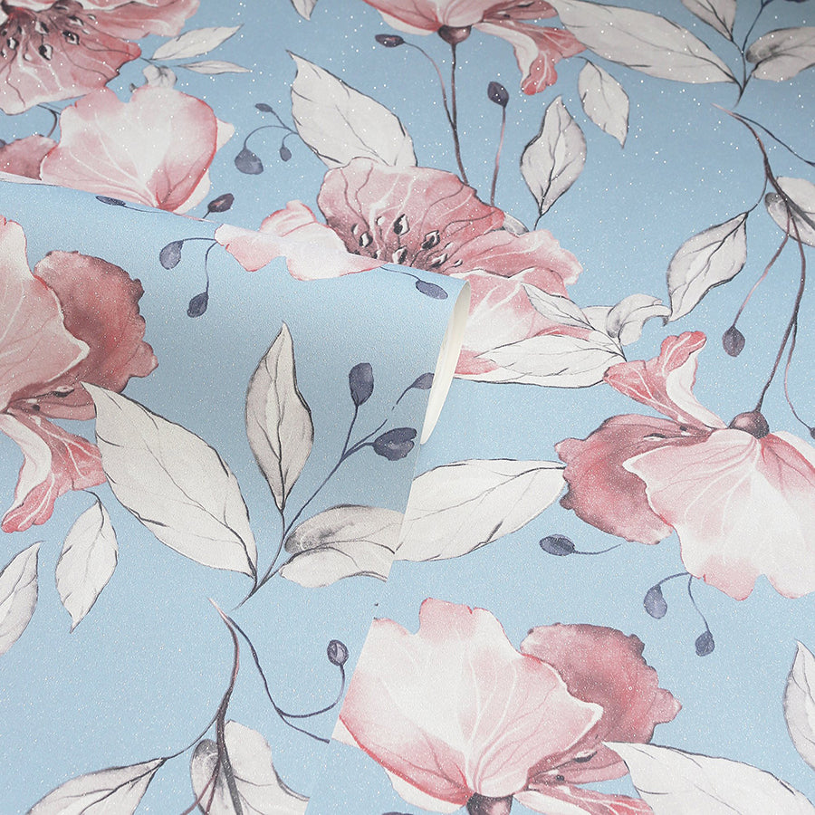 lillian-pink-floral-wallpaper-york-wallcoverings-ah251902 - York Wallcoverings Wallpaper