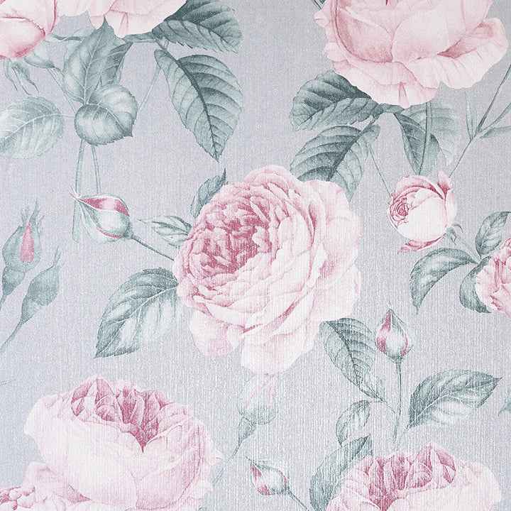 Rosaline Light Grey Floral Wallpaper - York Wallcoverings - AH251907 - York Wallcoverings Wallpaper
