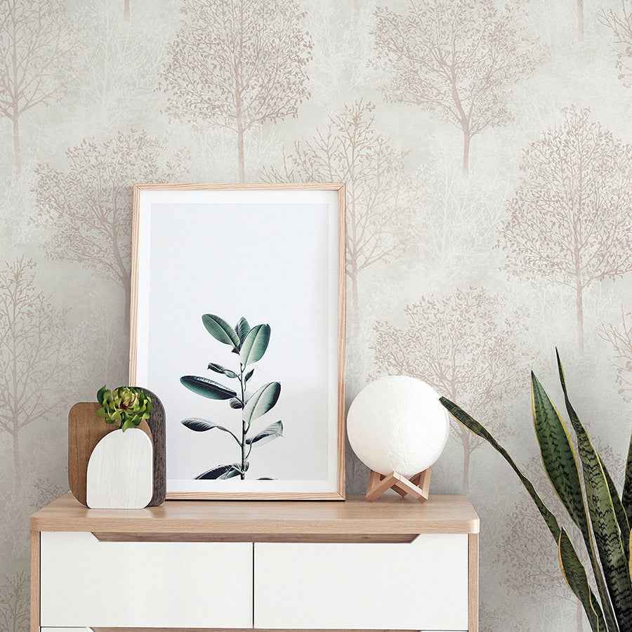 Agatha Beige Trees Wallpaper - York Wallcoverings - AH256702 - York Wallcoverings Wallpaper