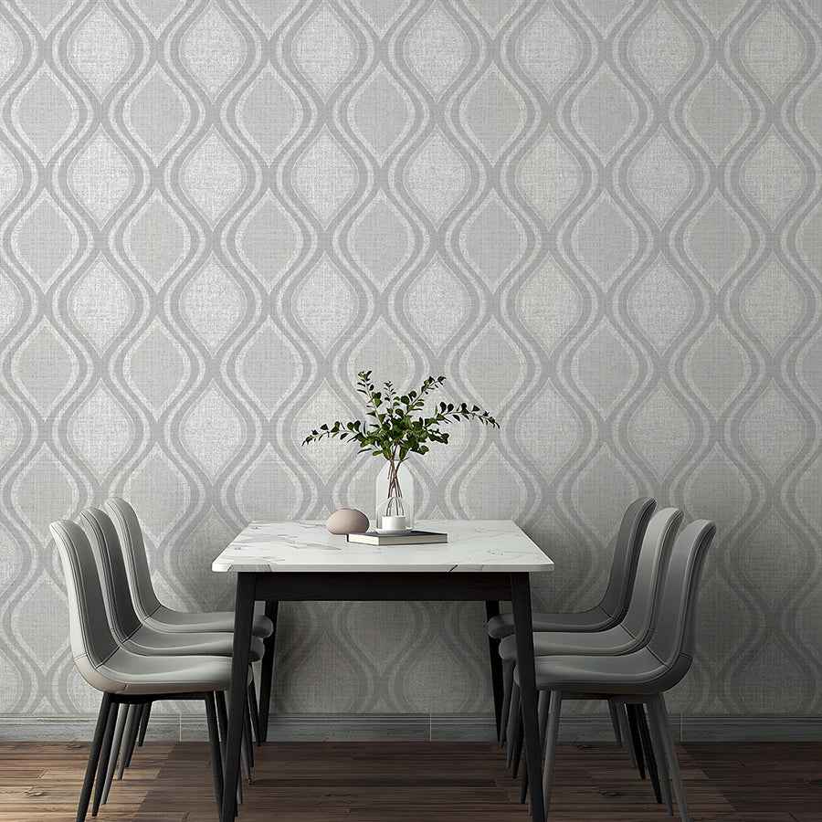 Ignatius Grey Ogee Wallpaper - York Wallcoverings - AH295101 - York Wallcoverings Wallpaper