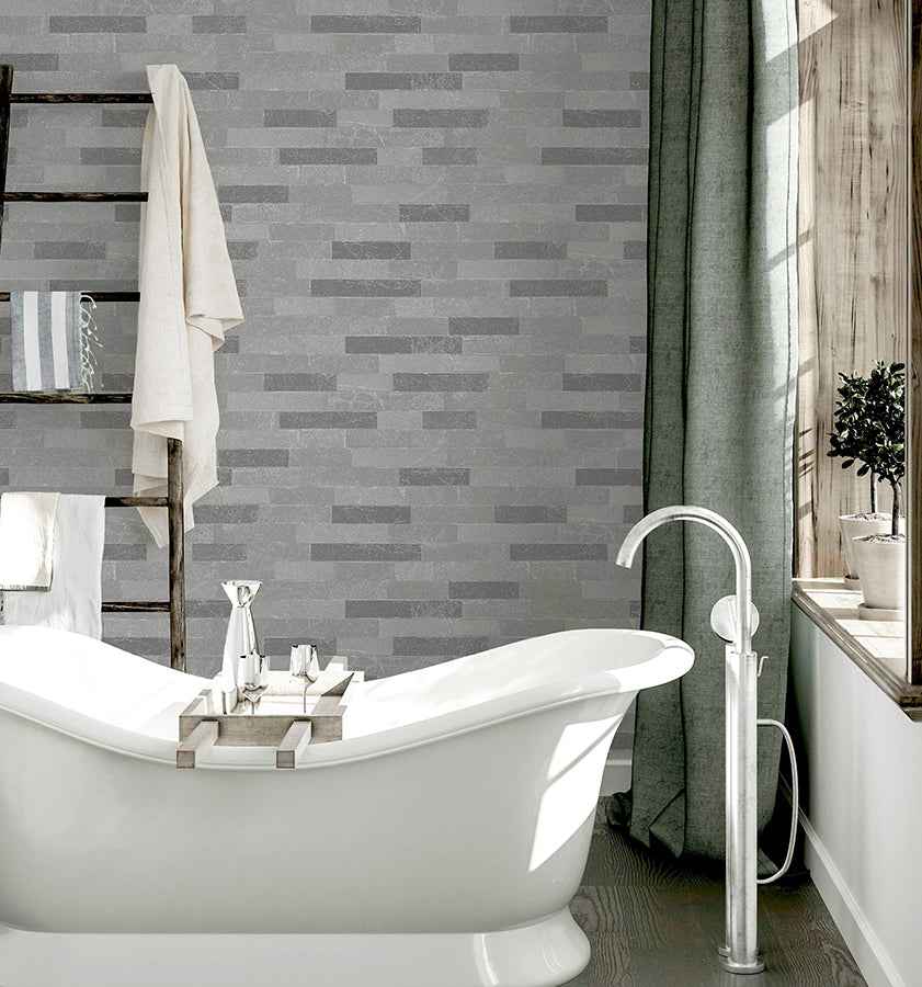 Mortimer Grey Brick Wallpaper - York Wallcoverings - AH295200 - York Wallcoverings Wallpaper