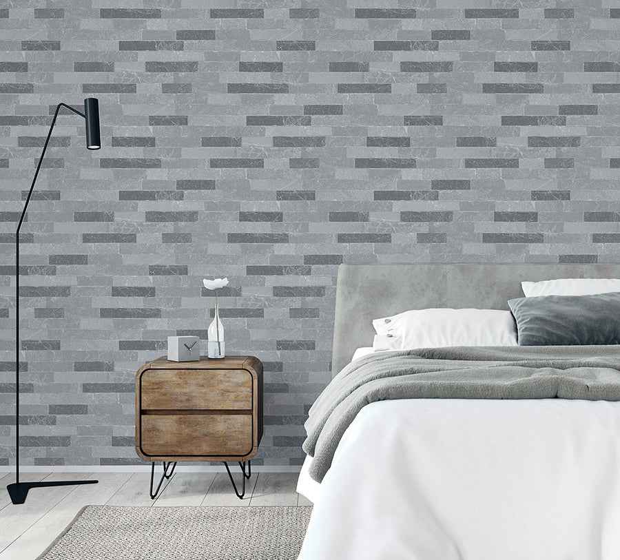 Mortimer Grey Brick Wallpaper - York Wallcoverings - AH295200 - York Wallcoverings Wallpaper