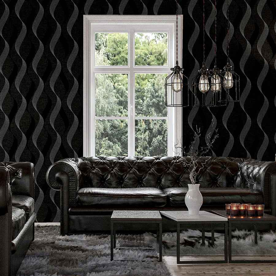 Wilhelmina Black Ribbon Wallpaper - York Wallcoverings - AH295500 - York Wallcoverings Wallpaper