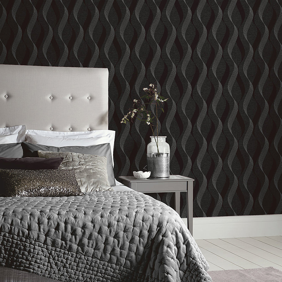 wilhelmina-black-ribbon-wallpaper-york-wallcoverings-ah295500 - York Wallcoverings Wallpaper