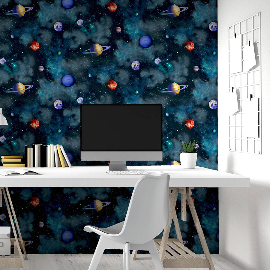 albert-blue-cosmos-wallpaper-york-wallcoverings-ah296000 - York Wallcoverings Wallpaper