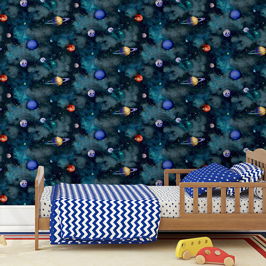 albert-blue-cosmos-wallpaper-york-wallcoverings-ah296000 - York Wallcoverings Wallpaper