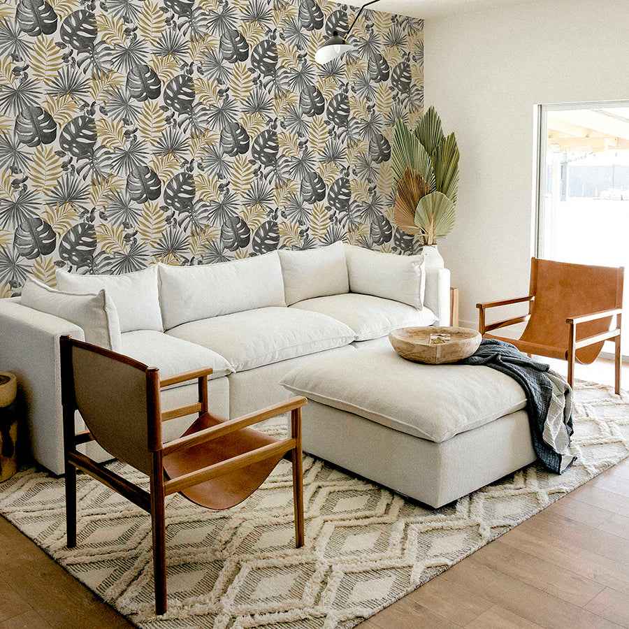 Eustis Black Jungle Wall Wallpaper - York Wallcoverings - AH297105 - York Wallcoverings Wallpaper