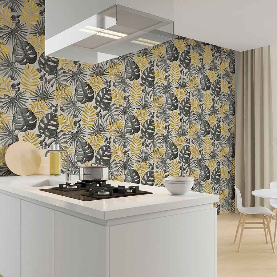 Eustis Black Jungle Wall Wallpaper - York Wallcoverings - AH297105 - York Wallcoverings Wallpaper