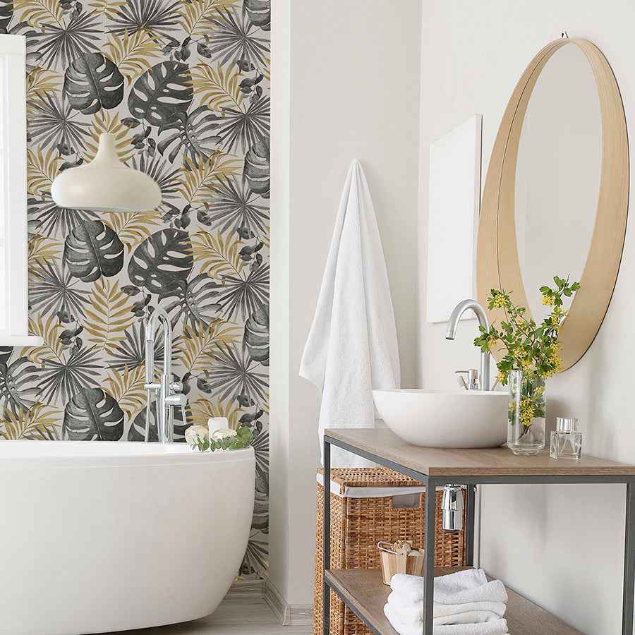 Eustis Black Jungle Wall Wallpaper - York Wallcoverings - AH297105 - York Wallcoverings Wallpaper