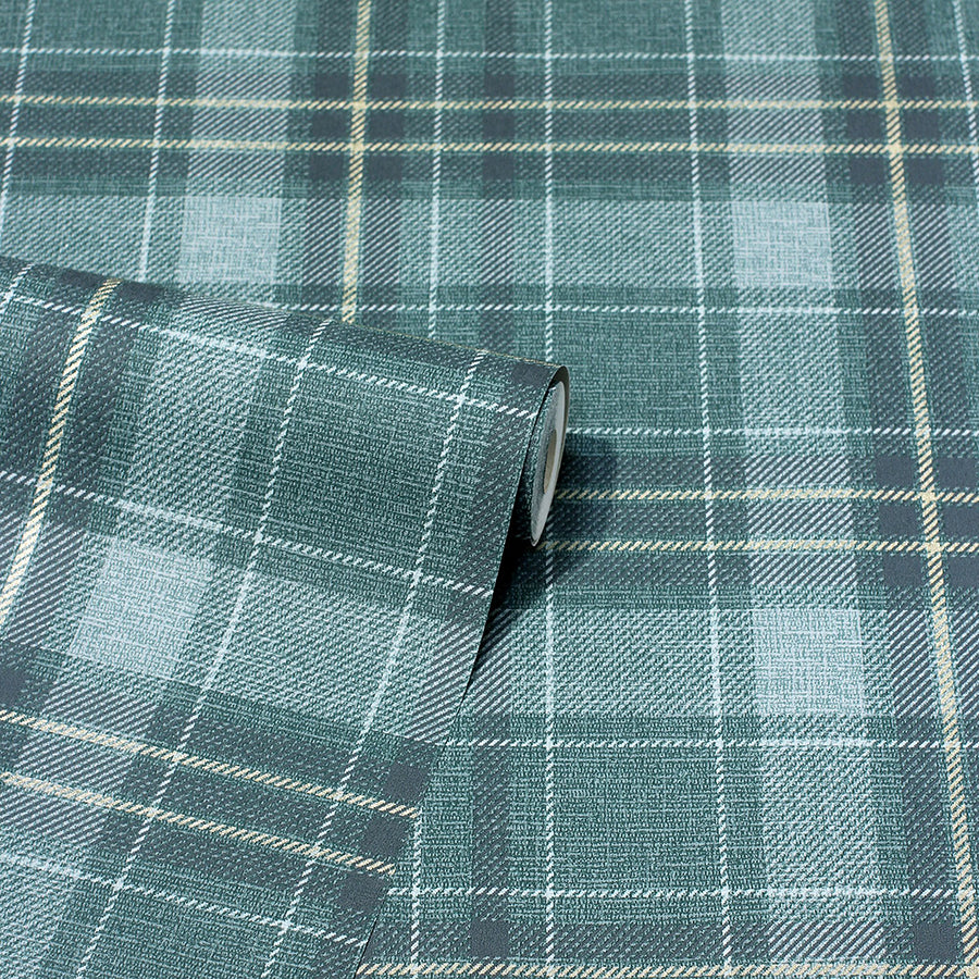 earl-dark-green-tartan-wallpaper-york-wallcoverings-ah297205 - York Wallcoverings Wallpaper