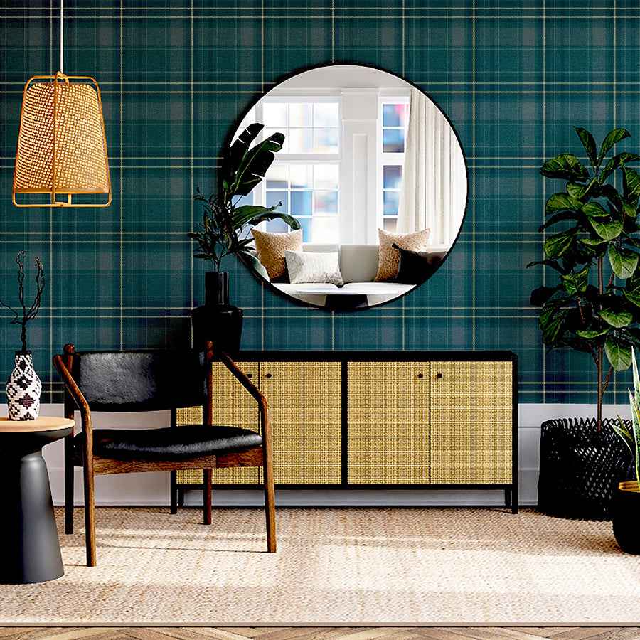 Earl Dark Green Tartan Wallpaper - York Wallcoverings - AH297205 - York Wallcoverings Wallpaper