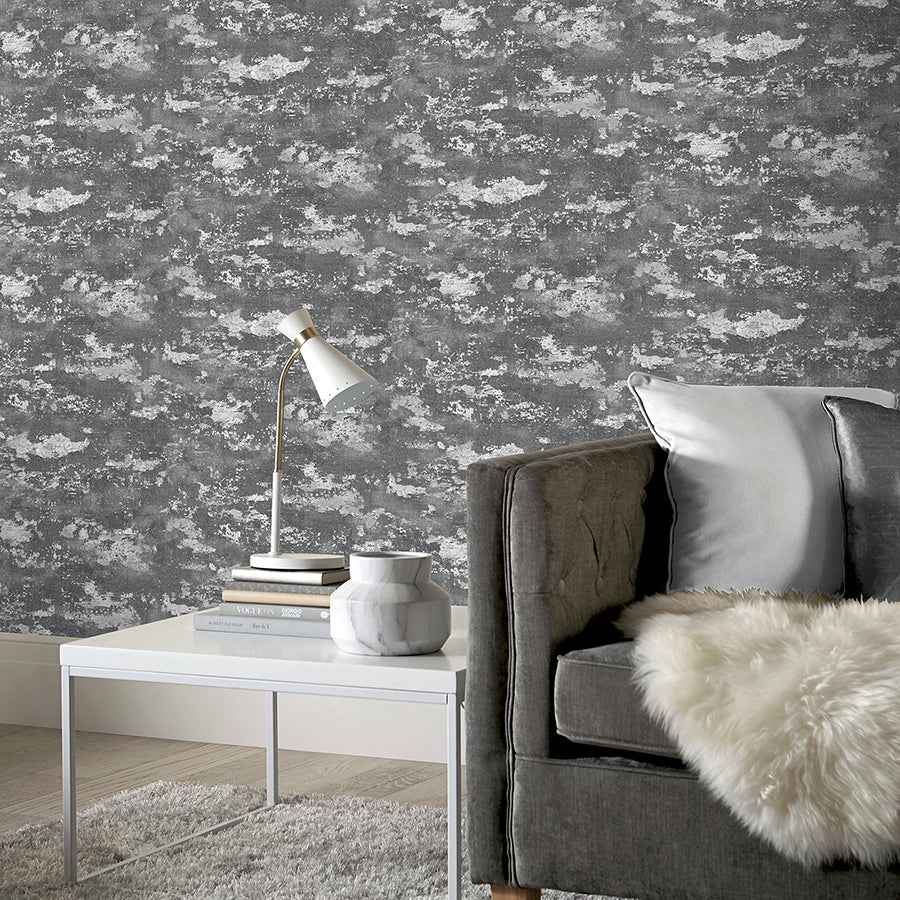 Mercer Dark Grey Patina Wallpaper - York Wallcoverings - AH297601 - York Wallcoverings Wallpaper