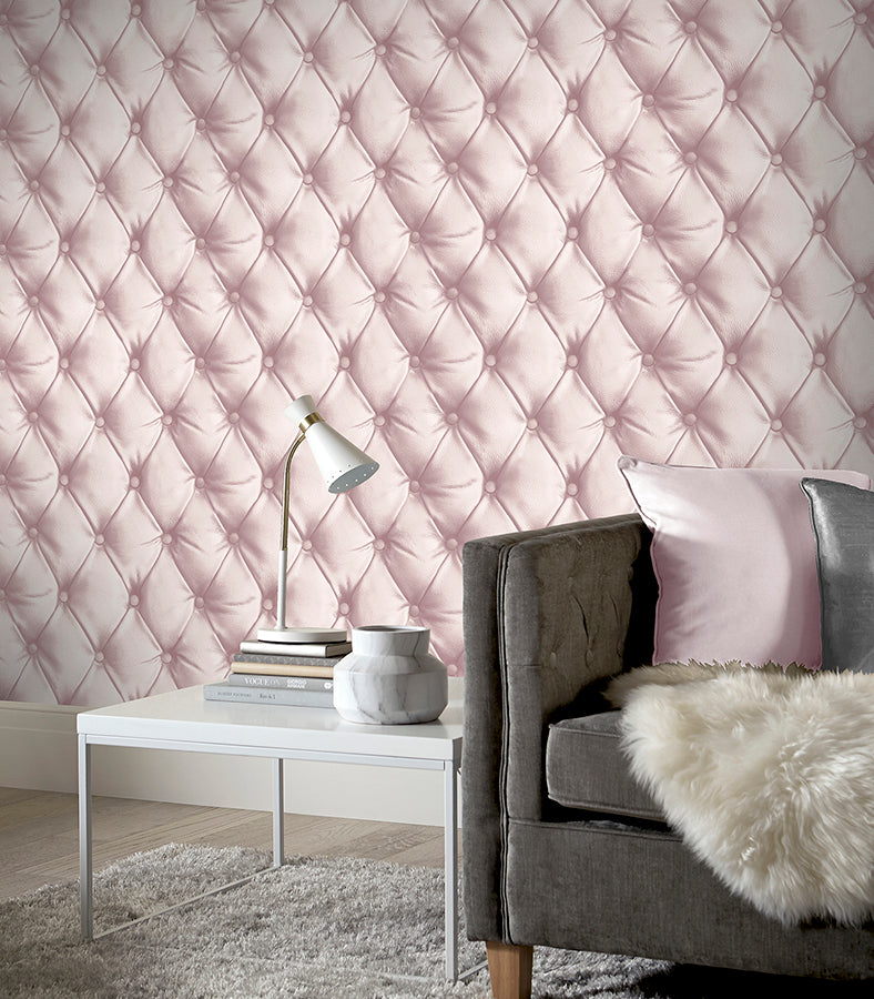 ella-blush-tufted-wallpaper-york-wallcoverings-ah618103 - York Wallcoverings Wallpaper