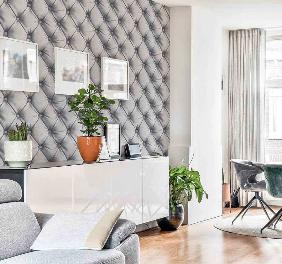 Ella Silver Tufted Wallpaper - York Wallcoverings - AH618104 - York Wallcoverings Wallpaper