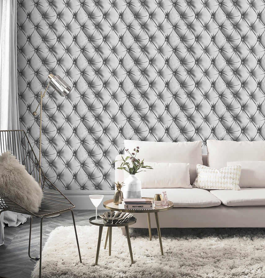 ella-silver-tufted-wallpaper-york-wallcoverings-ah618104 - York Wallcoverings Wallpaper