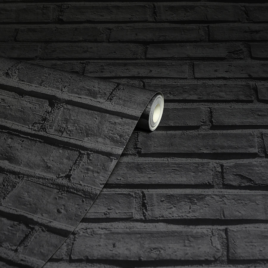 abner-black-brick-wallpaper-york-wallcoverings-ah623007 - York Wallcoverings Wallpaper