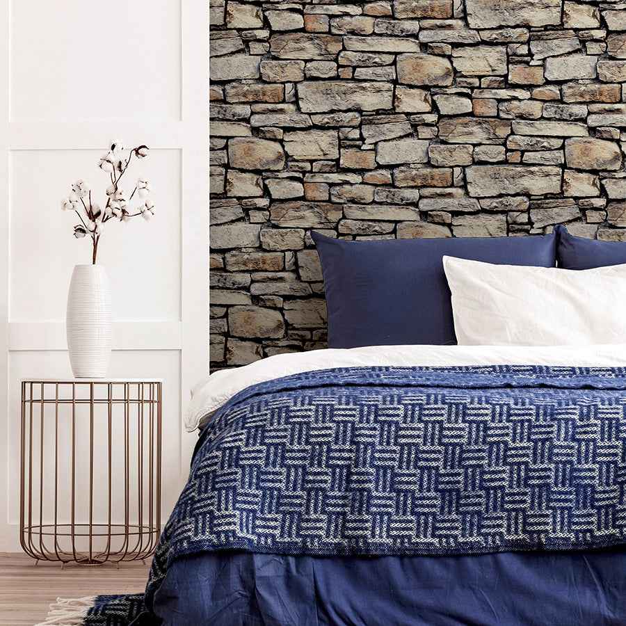 Norman Neutral Stone Wallpaper - York Wallcoverings - AH668901 - York Wallcoverings Wallpaper