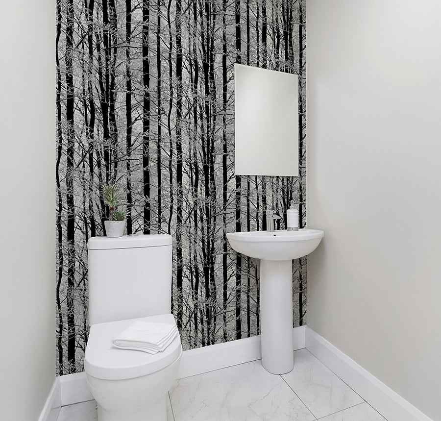 Frosted Silver Winter Grove Wallpaper - York Wallcoverings - AH670200 - York Wallcoverings Wallpaper