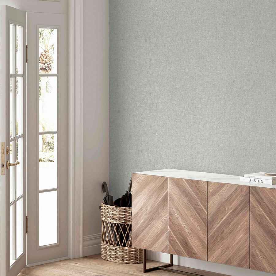 Maisie Light Grey Linen Wallpaper - York Wallcoverings - AH676006 - York Wallcoverings Wallpaper