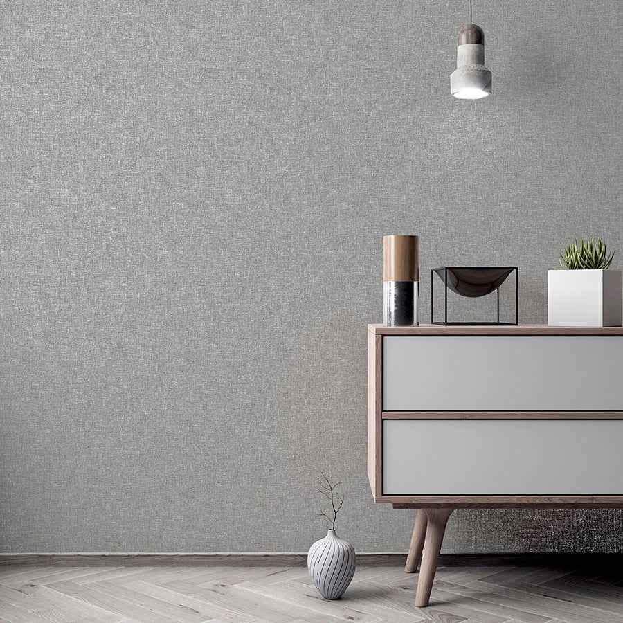 Maisie Grey Linen Wallpaper - York Wallcoverings - AH676007 - York Wallcoverings Wallpaper