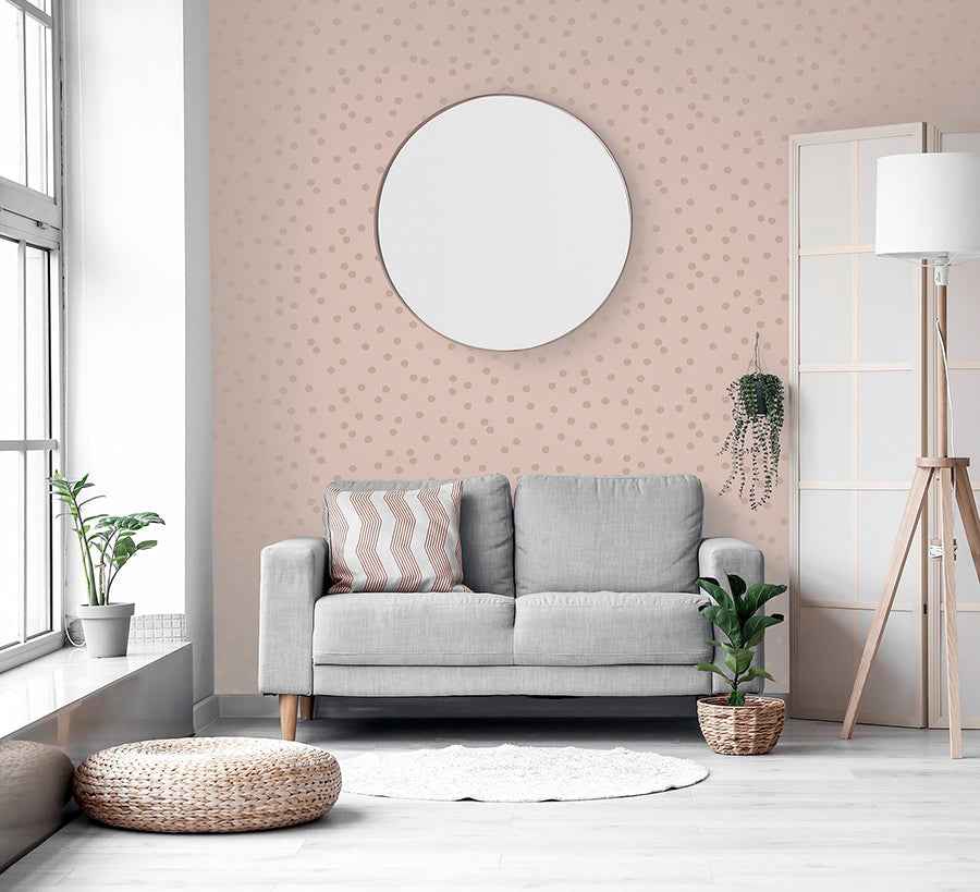 Priscella Blush Polka Dot Wallpaper - York Wallcoverings - AH685000 - York Wallcoverings Wallpaper
