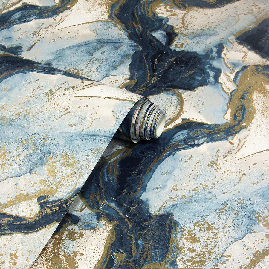 ursula-dark-blue-abstract-wallpaper-york-wallcoverings-ah693404 - York Wallcoverings Wallpaper