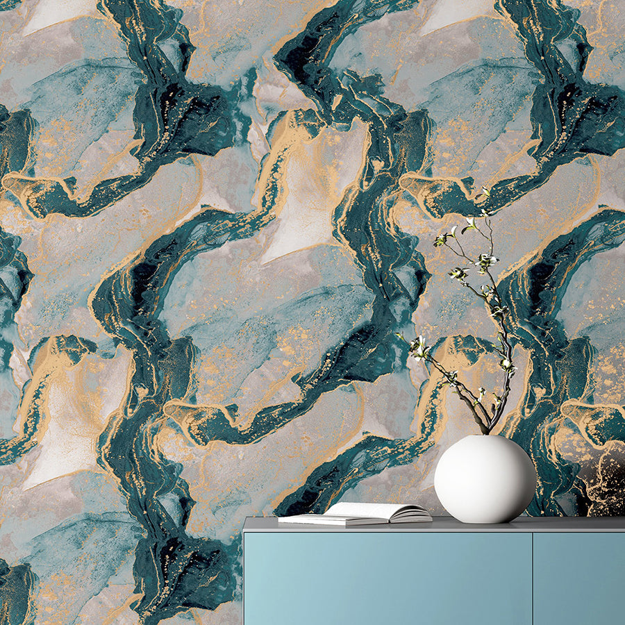 ursula-dark-blue-abstract-wallpaper-york-wallcoverings-ah693404 - York Wallcoverings Wallpaper
