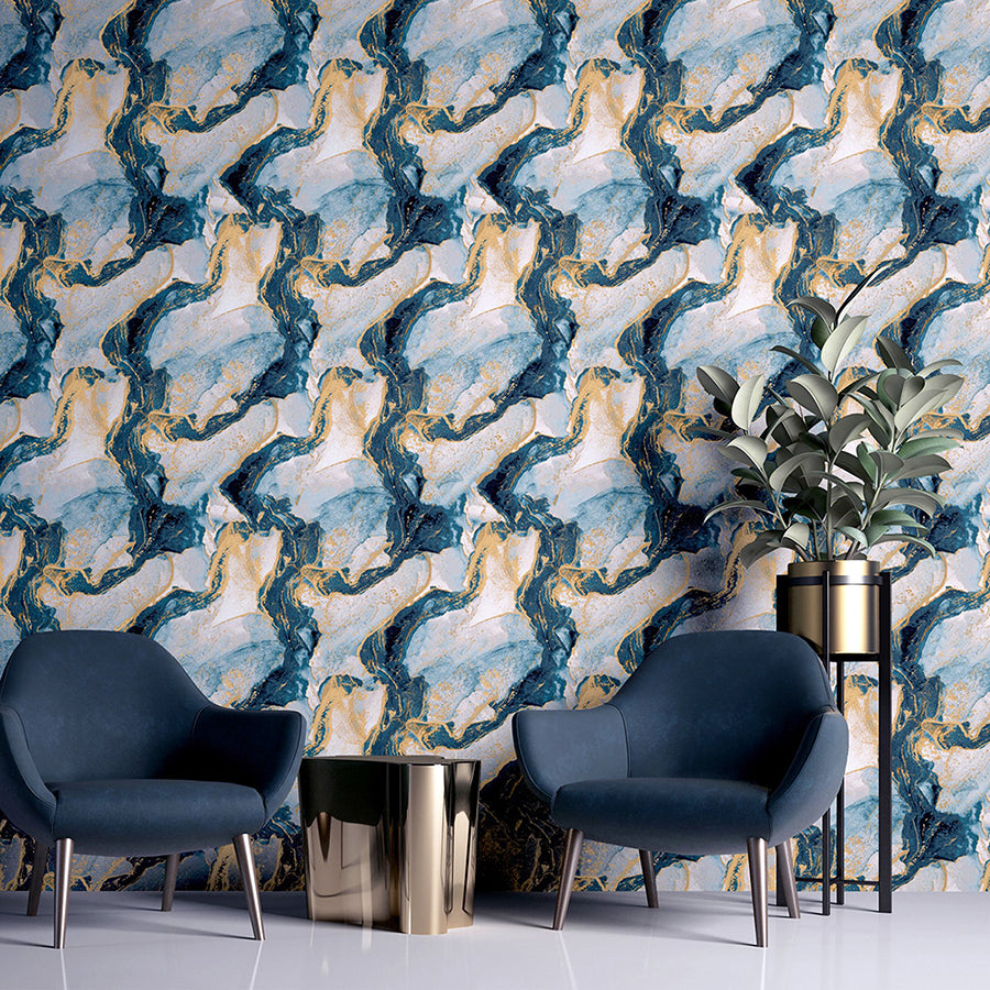 ursula-dark-blue-abstract-wallpaper-york-wallcoverings-ah693404 - York Wallcoverings Wallpaper