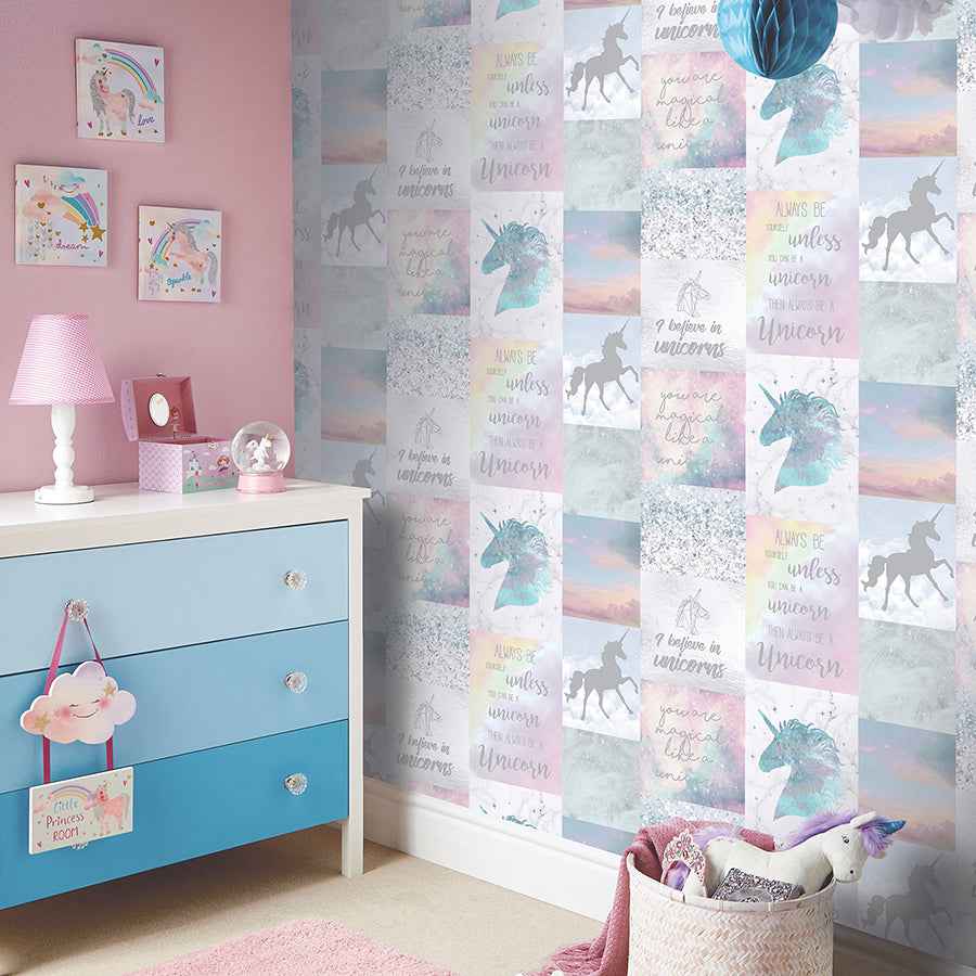Amalthea Pastel Unicorn Wallpaper - York Wallcoverings - AH698300 - York Wallcoverings Wallpaper