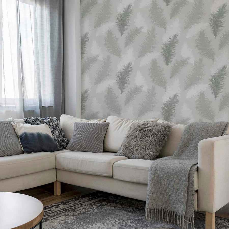 Sussurro Grey Feathers Wallpaper - York Wallcoverings - AH901705 - York Wallcoverings Wallpaper