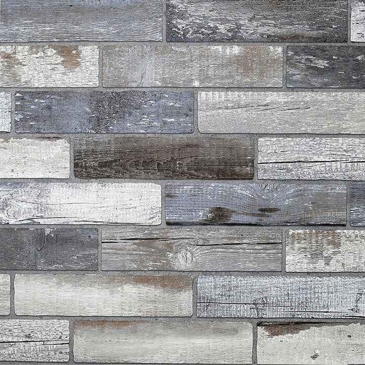 Wallace Grey Wood Tile Wallpaper - York Wallcoverings - AH908908 - York Wallcoverings Wallpaper