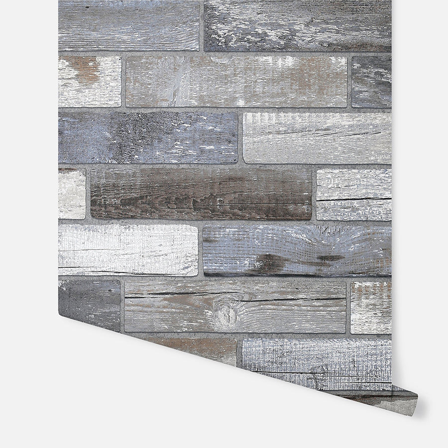 wallace-grey-wood-tile-wallpaper-york-wallcoverings-ah908908 - York Wallcoverings Wallpaper