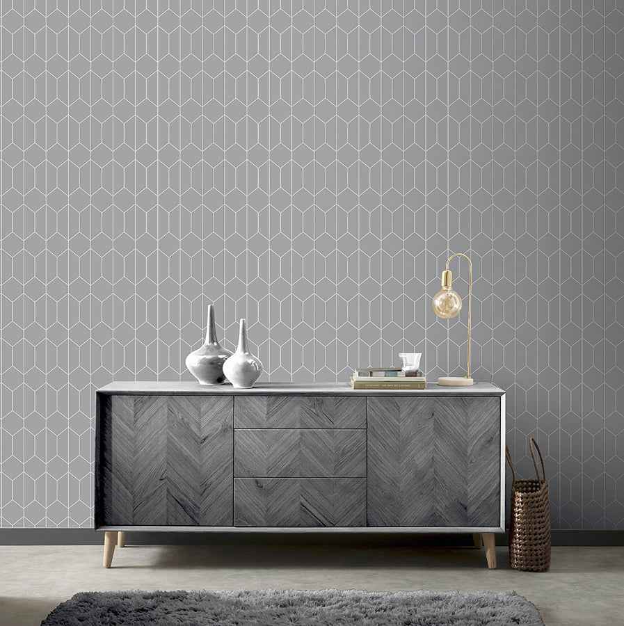 Orson Grey Trellis Wallpaper - York Wallcoverings - AH909700 - York Wallcoverings Wallpaper