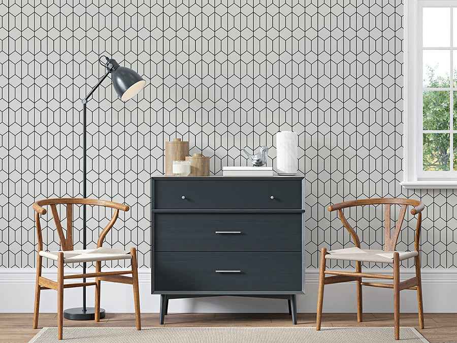 Orson White Trellis Wallpaper - York Wallcoverings - AH909703 - York Wallcoverings Wallpaper
