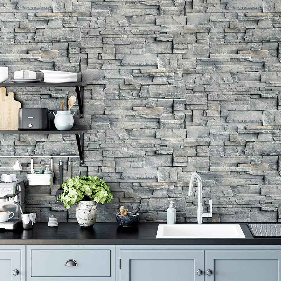 Cornell Grey Slate Wall Wallpaper - York Wallcoverings - AH909704 - York Wallcoverings Wallpaper