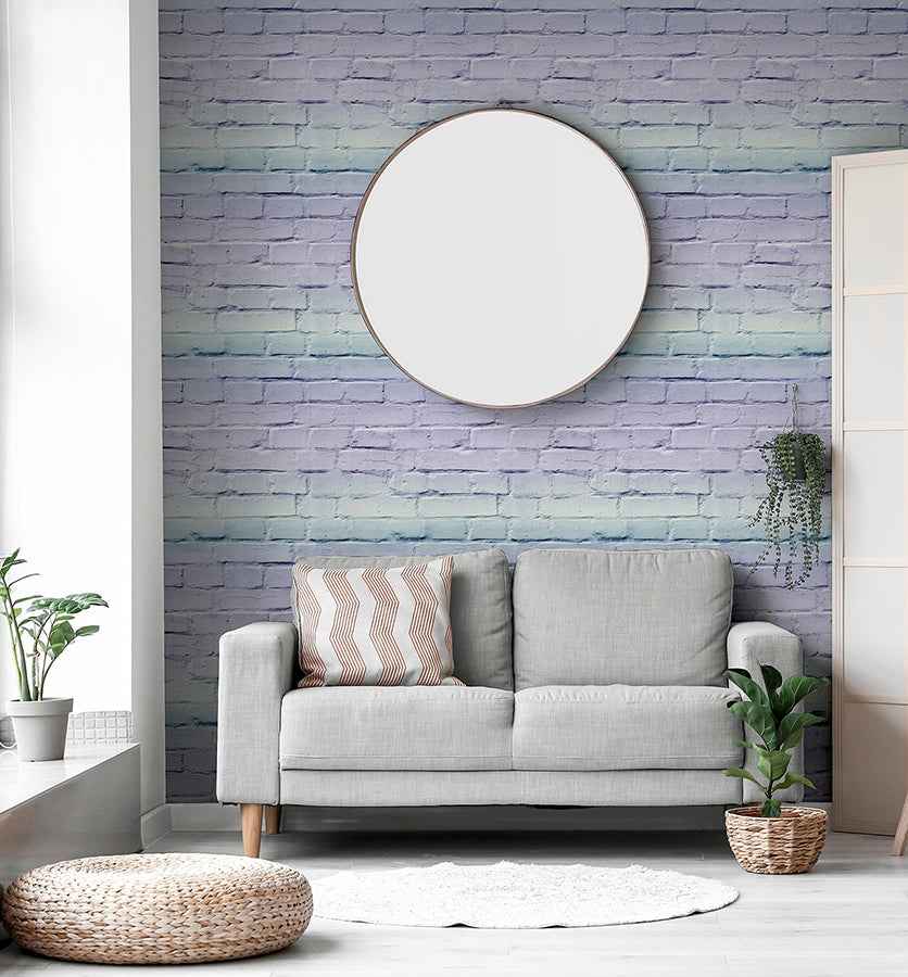 Winifred Lavender Ombre Brick Wallpaper - York Wallcoverings - AH909707 - York Wallcoverings Wallpaper