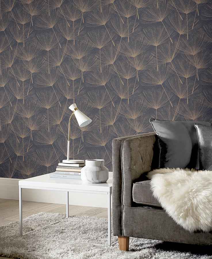 Kazue Metallic Dandelion Wallpaper - York Wallcoverings - AH920807 - York Wallcoverings Wallpaper
