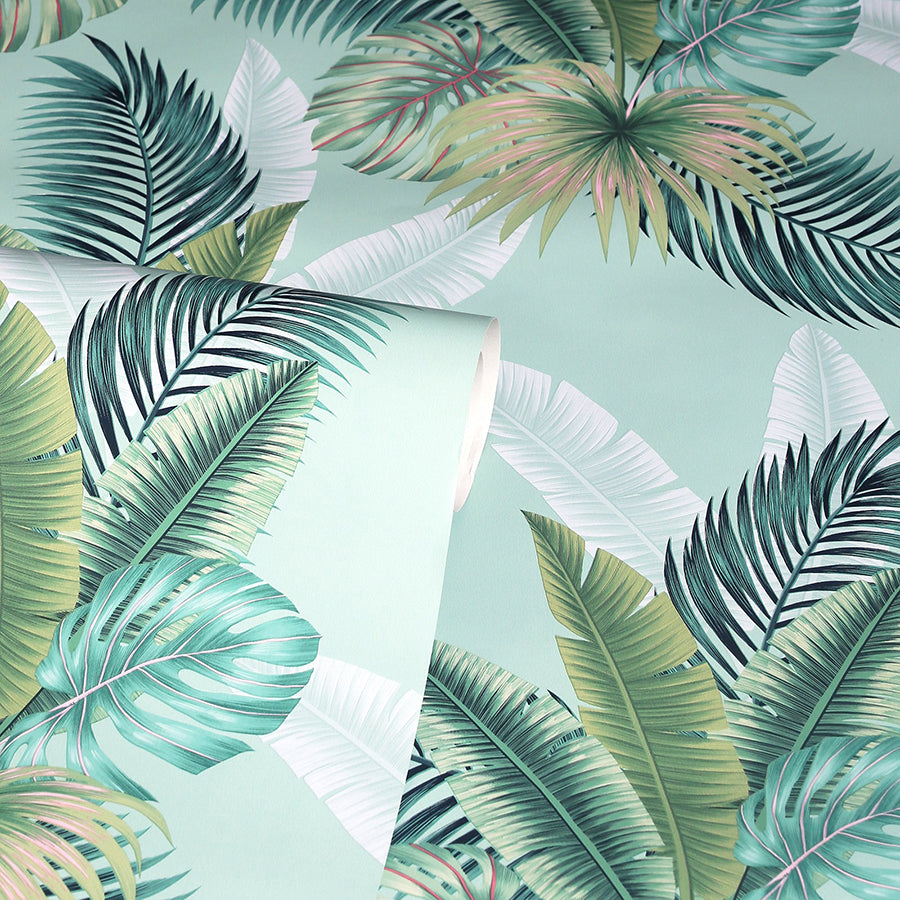 miami-mint-palms-wallpaper-york-wallcoverings-ah921406 - York Wallcoverings Wallpaper