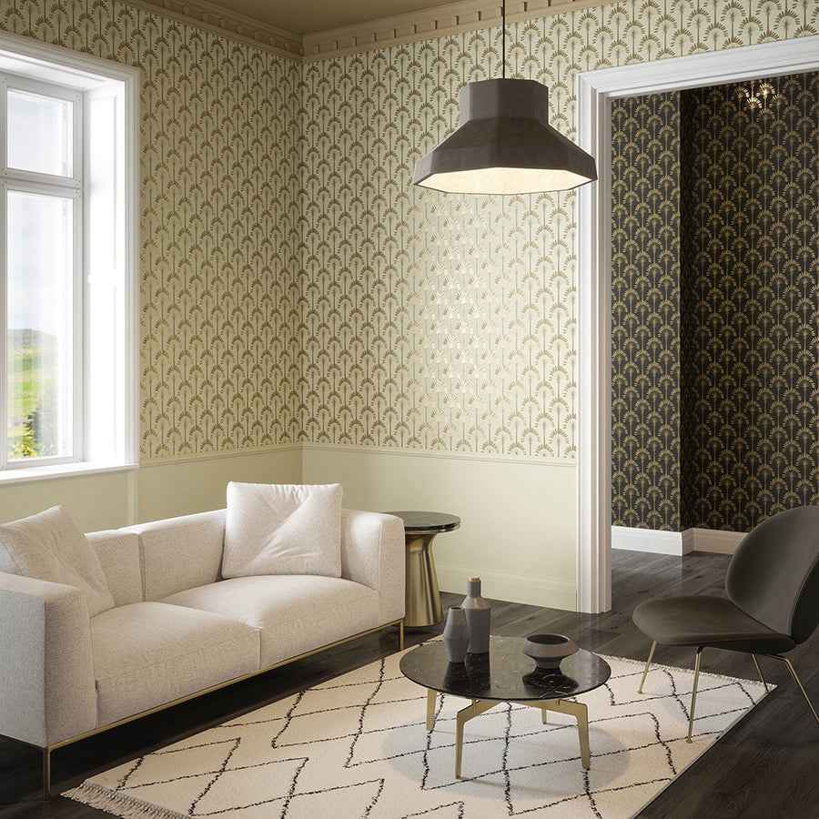 Sylvia Gold Palm Palace Wallpaper - York Wallcoverings - AH921701 - York Wallcoverings Wallpaper