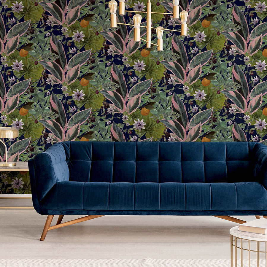 etta-navy-tropical-wallpaper-york-wallcoverings-ah921703 - York Wallcoverings Wallpaper