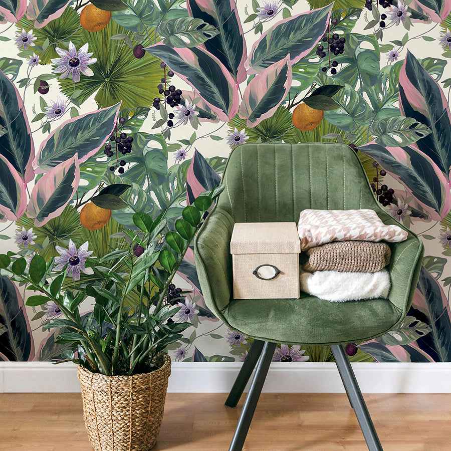 Etta White Tropical Wallpaper - York Wallcoverings - AH921704 - York Wallcoverings Wallpaper