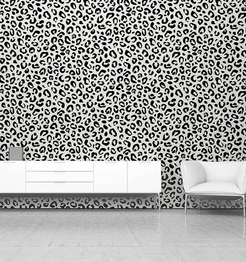 Dinah Black Leopard Print Wallpaper - York Wallcoverings - AH921801 - York Wallcoverings Wallpaper