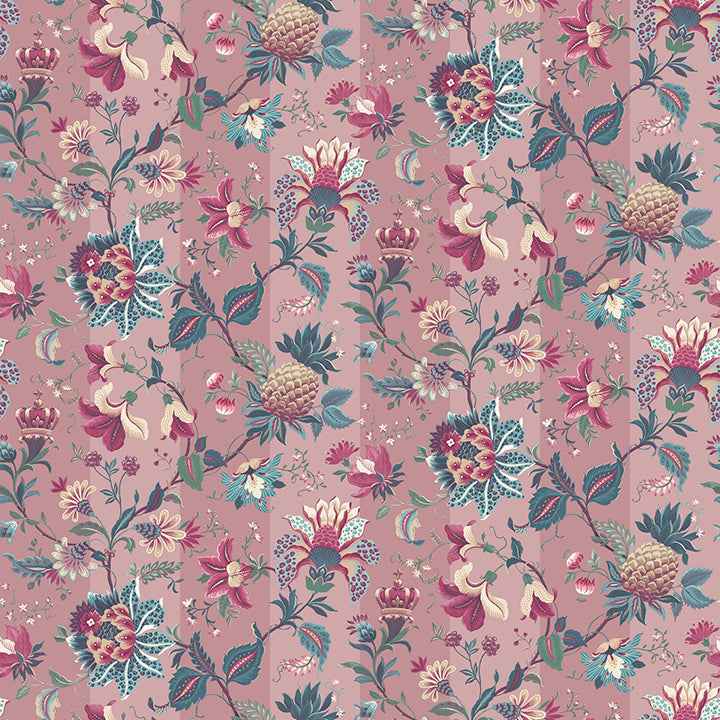Cornelia Pink Floral Stripe Wallpaper - York Wallcoverings - AH922802 - York Wallcoverings Wallpaper