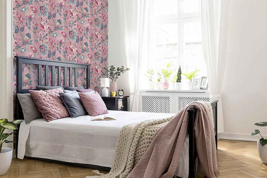 Cornelia Pink Floral Stripe Wallpaper - York Wallcoverings - AH922802 - York Wallcoverings Wallpaper