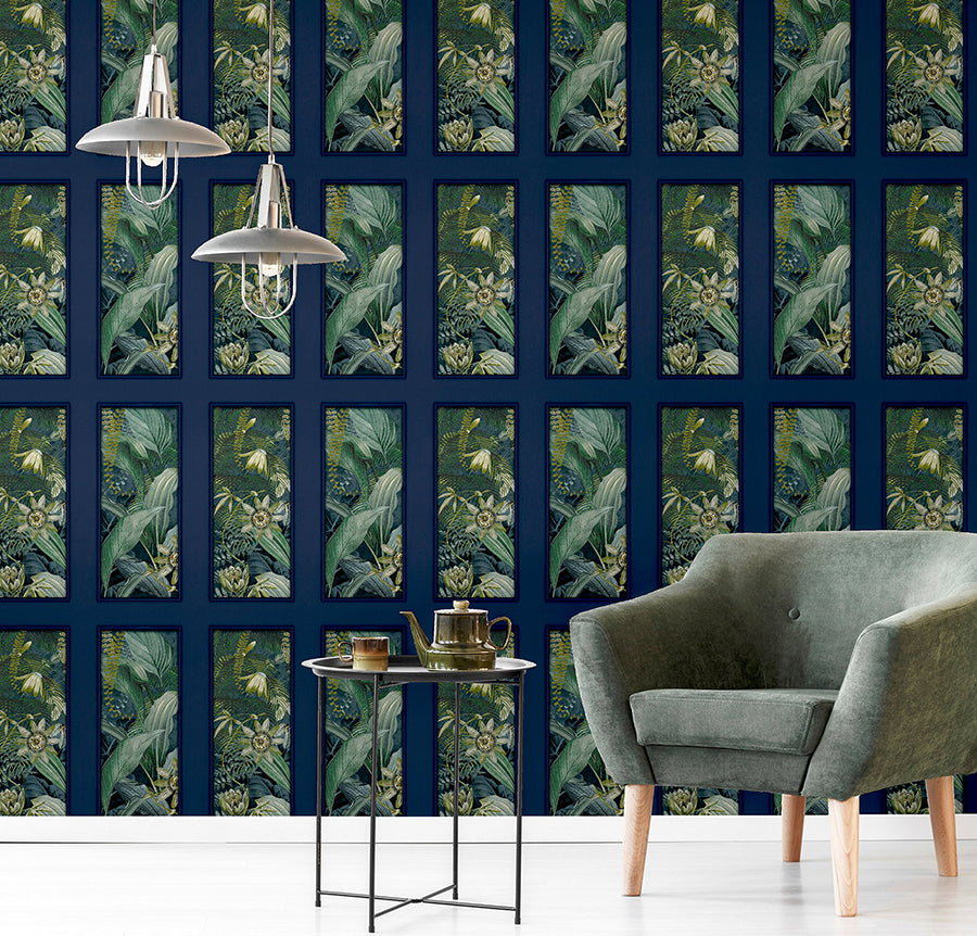 wendell-navy-wild-vibes-wallpaper-york-wallcoverings-ah922803 - York Wallcoverings Wallpaper